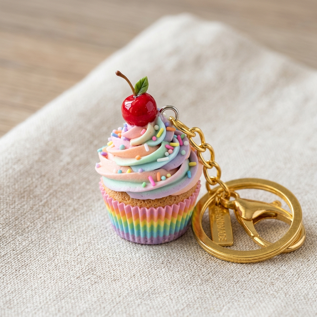 Llavero Cupcake Arcoíris con Chispas - Foto 1